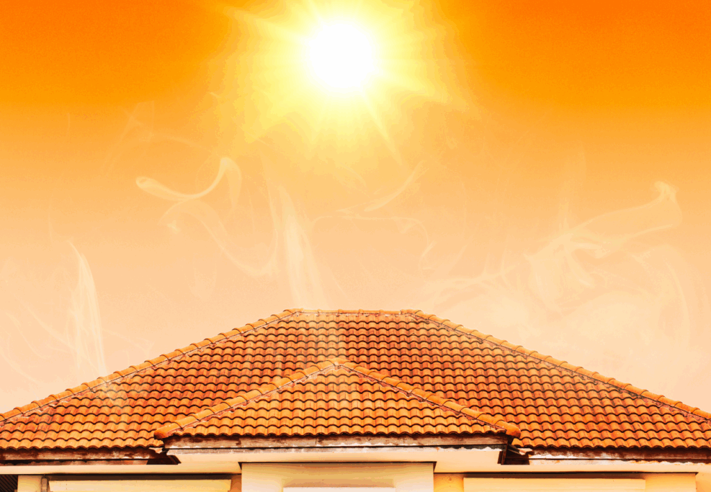 a roof under strong sun